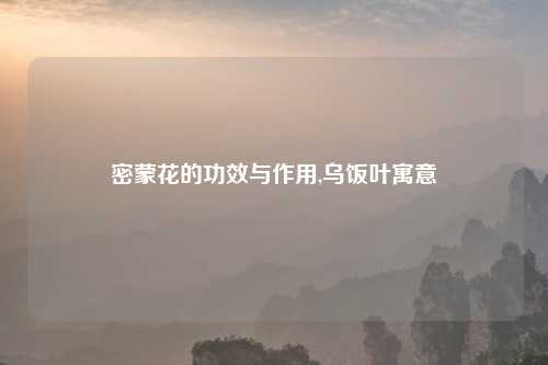 密蒙花的功效与作用,乌饭叶寓意