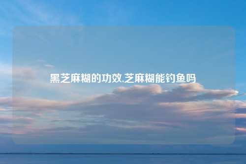 黑芝麻糊的功效,芝麻糊能钓鱼吗