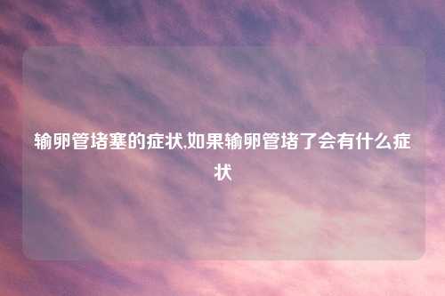 输卵管堵塞的症状,如果输卵管堵了会有什么症状