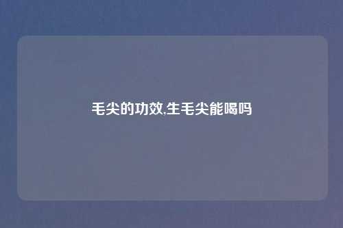 毛尖的功效,生毛尖能喝吗