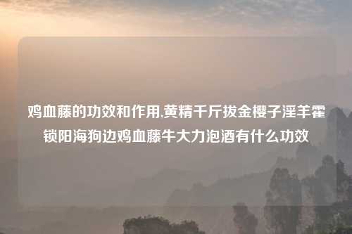 鸡血藤的功效和作用,黄精千斤拔金樱子淫羊霍锁阳海狗边鸡血藤牛大力泡酒有什么功效