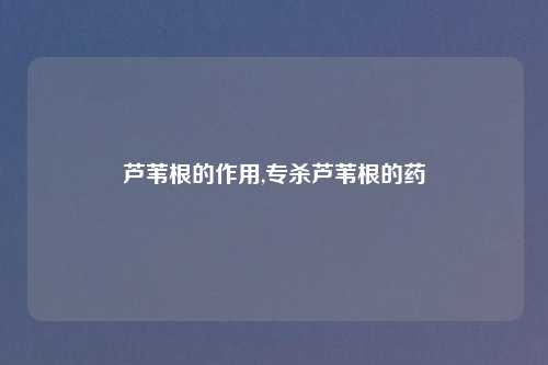 芦苇根的作用,专杀芦苇根的药