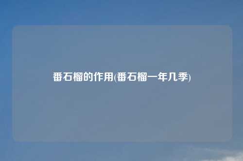 番石榴的作用(番石榴一年几季)