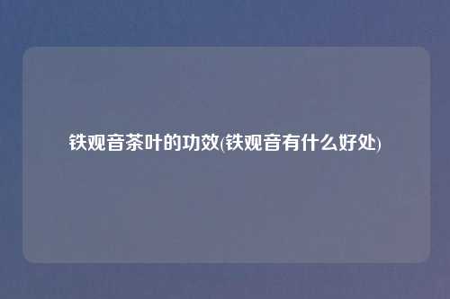 铁观音茶叶的功效(铁观音有什么好处)