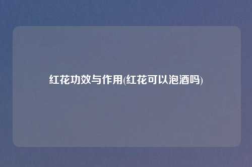 红花功效与作用(红花可以泡酒吗)