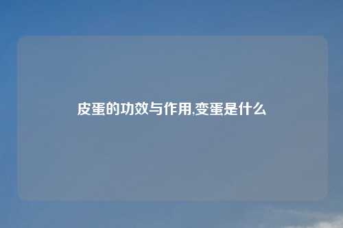 皮蛋的功效与作用,变蛋是什么