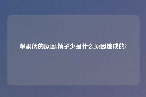 睾酮低的原因,精子少是什么原因造成的?