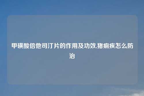 甲磺酸倍他司汀片的作用及功效,猪痢疾怎么防治