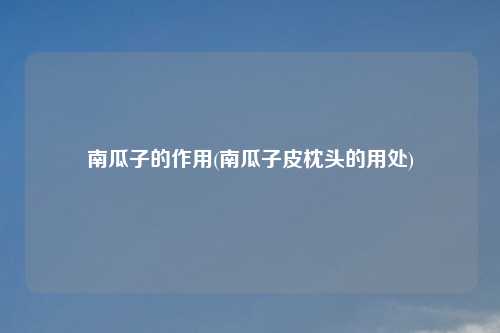 南瓜子的作用(南瓜子皮枕头的用处)