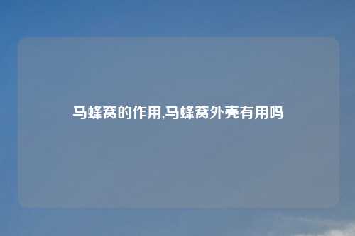 马蜂窝的作用,马蜂窝外壳有用吗