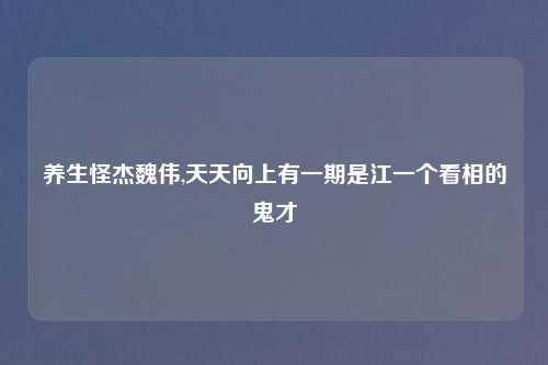 养生怪杰魏伟,天天向上有一期是江一个看相的鬼才