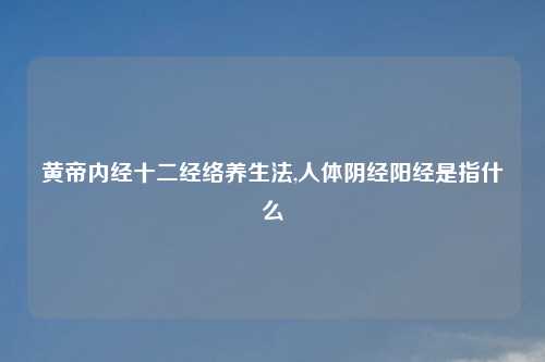 黄帝内经十二经络养生法,人体阴经阳经是指什么