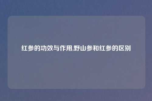 红参的功效与作用,野山参和红参的区别