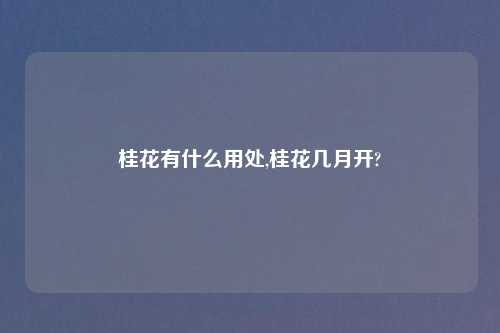 桂花有什么用处,桂花几月开?