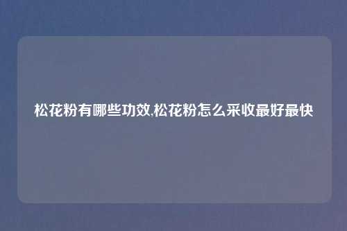 松花粉有哪些功效,松花粉怎么采收最好最快