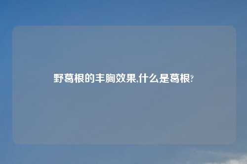 野葛根的丰胸效果,什么是葛根?
