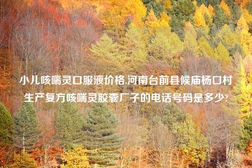 小儿咳喘灵口服液价格,河南台前县候庙杨口村生产复方咳喘灵胶囊厂子的电话号码是多少?