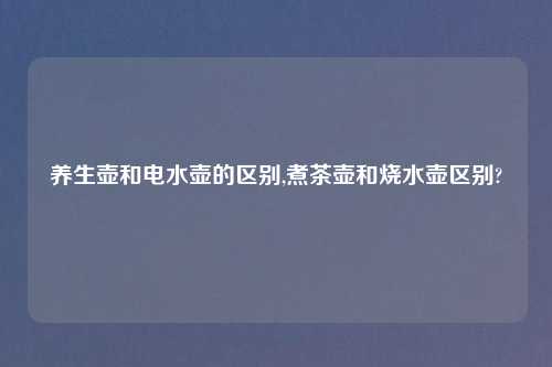 养生壶和电水壶的区别,煮茶壶和烧水壶区别?