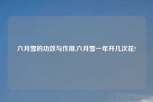 六月雪的功效与作用,六月雪一年开几次花?