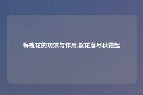 梅槐花的功效与作用,繁花落尽秋霜起