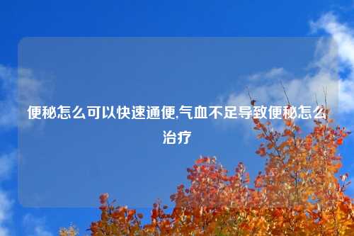 便秘怎么可以快速通便,气血不足导致便秘怎么治疗