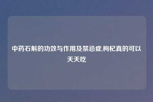 中药石斛的功效与作用及禁忌症,枸杞真的可以天天吃