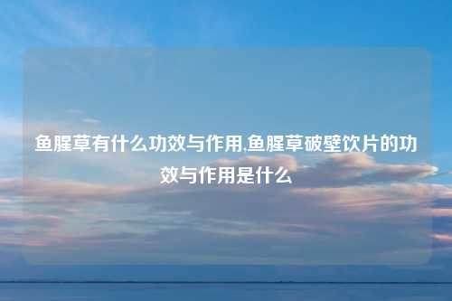 鱼腥草有什么功效与作用,鱼腥草破壁饮片的功效与作用是什么