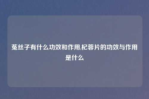 菟丝子有什么功效和作用,杞蓉片的功效与作用是什么