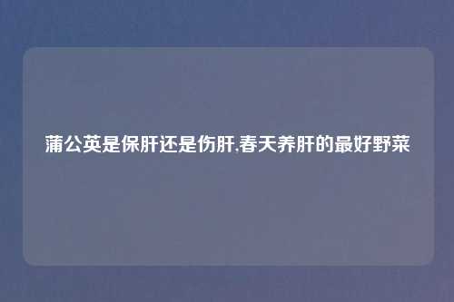 蒲公英是保肝还是伤肝,春天养肝的最好野菜