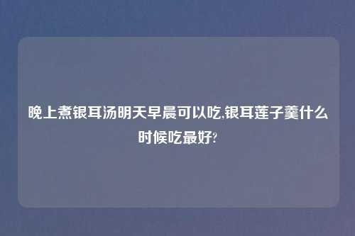 晚上煮银耳汤明天早晨可以吃,银耳莲子羹什么时候吃最好?