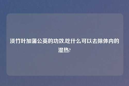 淡竹叶加蒲公英的功效,吃什么可以去除体内的湿热?