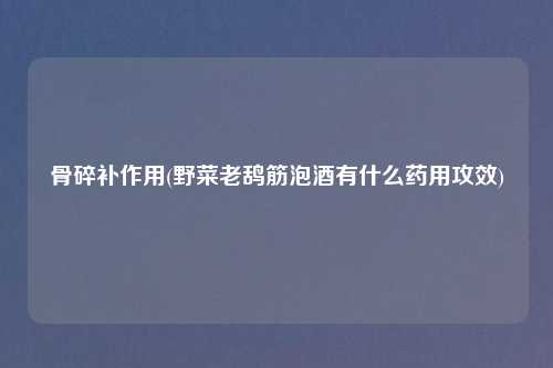 骨碎补作用(野菜老鸹筋泡酒有什么药用攻效)