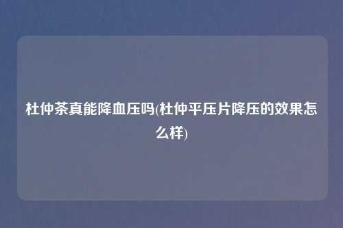 杜仲茶真能降血压吗(杜仲平压片降压的效果怎么样)