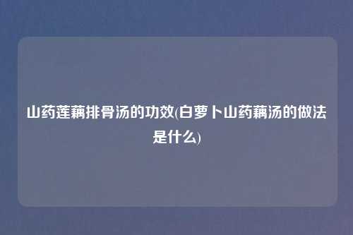 山药莲藕排骨汤的功效(白萝卜山药藕汤的做法是什么)