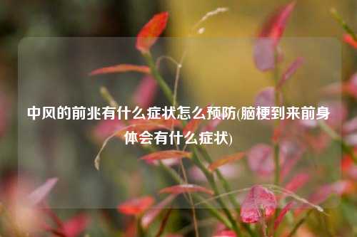 中风的前兆有什么症状怎么预防(脑梗到来前身体会有什么症状)