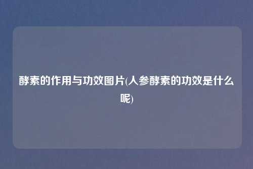 酵素的作用与功效图片(人参酵素的功效是什么呢)