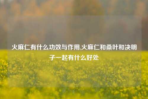 火麻仁有什么功效与作用,火麻仁和桑叶和决明子一起有什么好处