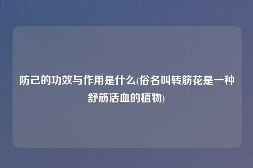 防己的功效与作用是什么(俗名叫转筋花是一种舒筋活血的植物)