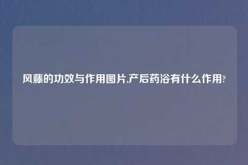 风藤的功效与作用图片,产后药浴有什么作用?