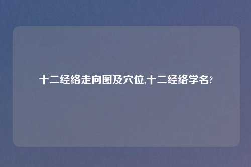 十二经络走向图及穴位,十二经络学名?