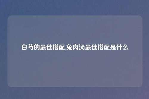 白芍的最佳搭配,兔肉汤最佳搭配是什么