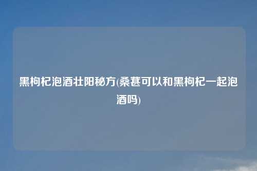 黑枸杞泡酒壮阳秘方(桑葚可以和黑枸杞一起泡酒吗)