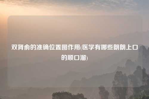 双肾俞的准确位置图作用(医学有哪些朗朗上口的顺口溜)