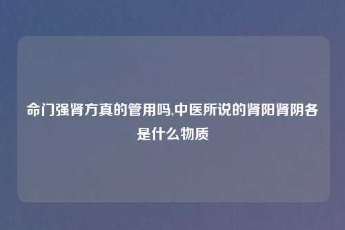 命门强肾方真的管用吗,中医所说的肾阳肾阴各是什么物质