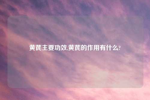 黄芪主要功效,黄芪的作用有什么?
