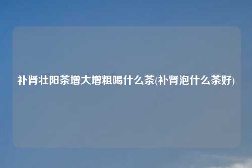 补肾壮阳茶增大增粗喝什么茶(补肾泡什么茶好)