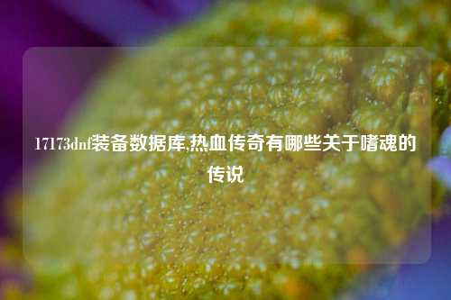 17173dnf装备数据库,热血传奇有哪些关于嗜魂的传说