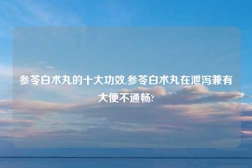 参苓白术丸的十大功效,参苓白术丸在泄泻兼有大便不通畅?