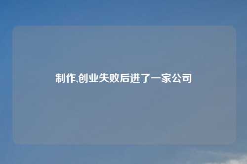 制作,创业失败后进了一家公司