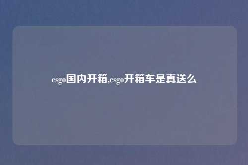 csgo国内开箱,csgo开箱车是真送么